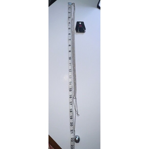 Paparazzi Jewelry Set Layered Necklace Heart Earings Silver Globe Oval Belcher - Picture 6 of 6